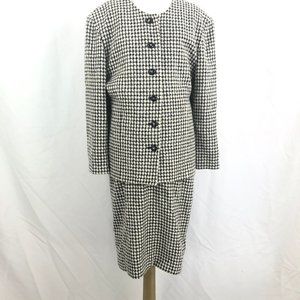 Vintage Pendleton Wool Black White Houndstooth Separates Suit Blazer Jacket Skir